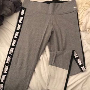 Pink grey and white yoga leggings
